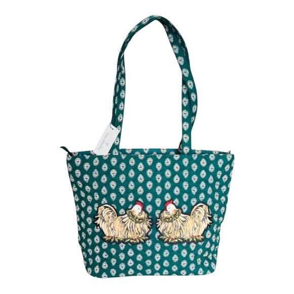 Vera Bradley French Hen Embroidery Quilted Holiday Christmas Small Tote Bag🌲 - Picture 2 of 8